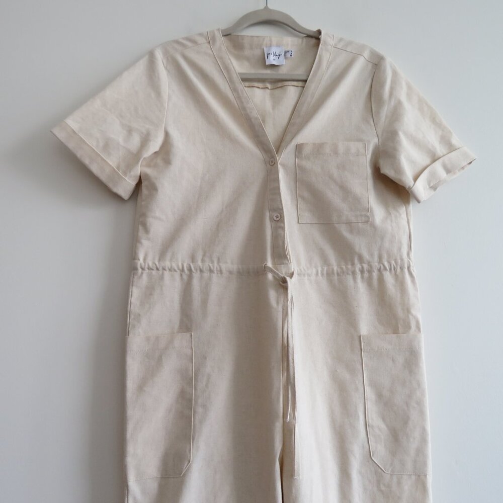 PRINCESS POLLY Linen Blend Utility Boilersuit Jumpsuit in Oatmeal - Size US 4 - Picture 11 of 16